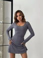 Slim Fit Long Sleeve Narrow Lace-up Dress