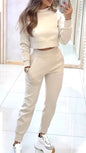 Autumn And Winter Ladies High Collar Slim Fit Long Sleeves Casual Suit