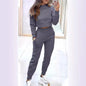 Autumn And Winter Ladies High Collar Slim Fit Long Sleeves Casual Suit